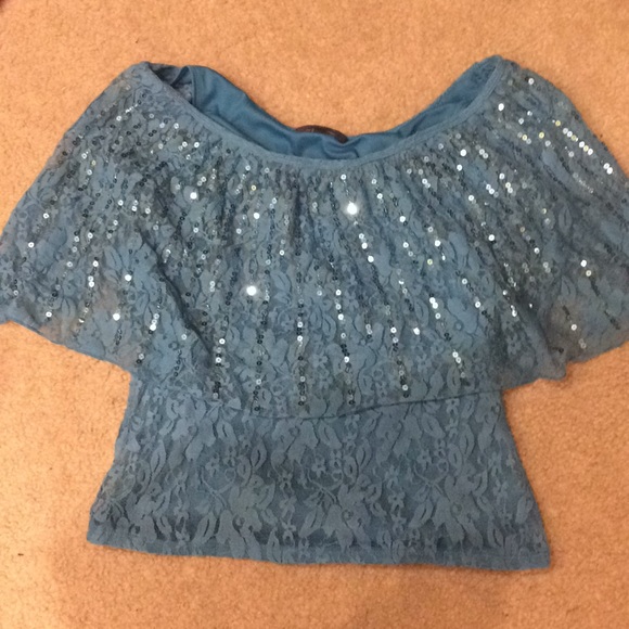 Blue Sequin Top - Picture 1 of 8